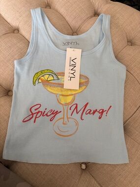 VINYL Icons Spicy Marg Light Blue Ribbed Tank